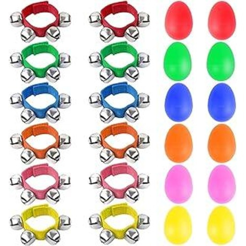 PerKoop 12‎ Set Musical Instrument Toy Kit Egg Shakers Wrist Bells HTN2323 New